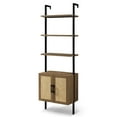 thumbnail image 2 of OAKHAM 5-Shelf Ladder Bookshelf with Rattan Cabinet, Wall Mounted Bookcases with Open Display Shelf, Special Walnut, 2 of 9