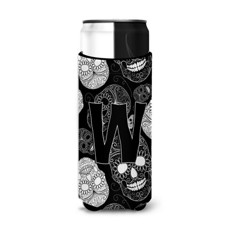 

Carolines Treasures CJ2008-WMUK Letter W Day of the Dead Skulls Black Ultra Beverage Insulators for slim cans Slim