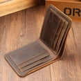 thumbnail image 1 of Men Retro Wallet Money Bag Coin Pocket Slim Purse Cowhide Change Card Short Handmade Fashionable for Business Driver Coffee Color Horizontal, 1 of 8