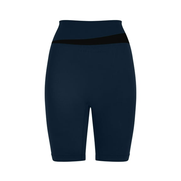 Mwjwdo Womens High Waisted Yoga Gym Shorts Tummy Control Fitness Athletic Workout Ladies Running Casual Biker Shorts Blue XL