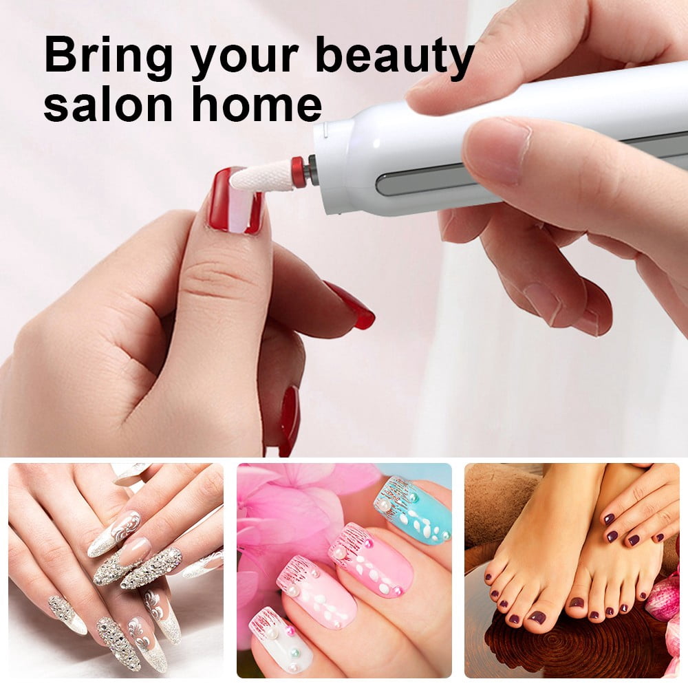 Cara Lady Electric Cordless Drill For Acrylic Rechargeable Toenail Sander For Thick , Kit With Drill White