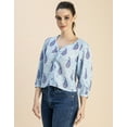 thumbnail image 3 of Moomaya Elegant Printed Sweetheart Neck Georgette Top - 3/4 Sleeves, Party Top, 3 of 9