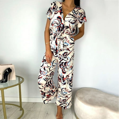 

kpoplk Rompers For Women Dressy Womens Casual Sleeveless Strap Loose Adjustable Jumpsuits Stretchy Long Pants Romper with Pockets(White XL)