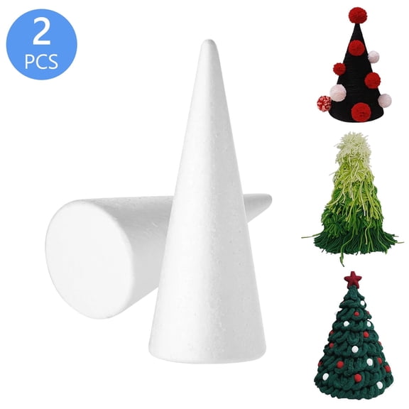 Tripumer 2 Pcs Craft Foam Cones 2.9 inch in diameter Tree Polystyrene Cone Foam Tree Cones for DIY Modeling Craft Floral Arranging Supplies