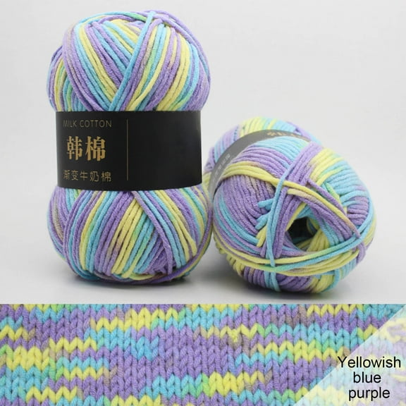 Colorful Rolls Yarn for Crocheting Bulk ,Rainbow Milk Cotton Yarn for Crocheting and Knitting Soft Variegated Cotton Yarn Colorful Ombre Yarn for Knitting and Crochet Weaving Craft Beginner 50g
