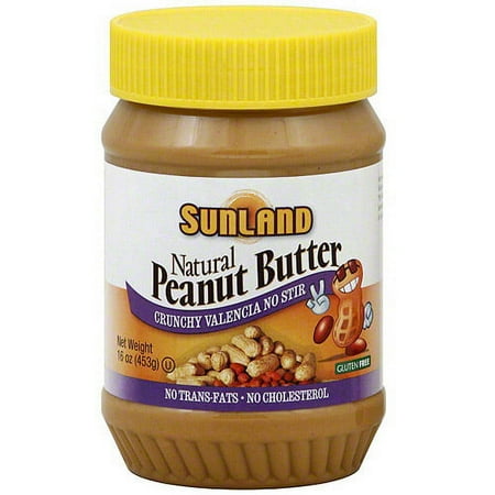Sunland Crunchy Valencia No Stir Peanut Butter, 16 oz (Pack of 6)
