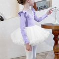 thumbnail image 6 of SERTG Girls Long Sleeve V-Neck Skirt Solid Color Practice Wear Dress Kids Dance Gymnastics Outfit Skirts(Purple#1,3 Years), 6 of 7