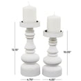 thumbnail image 3 of DecMode 2 Candle White Wood Turned Style Pillar Candle Holder, Set of 2, 3 of 7