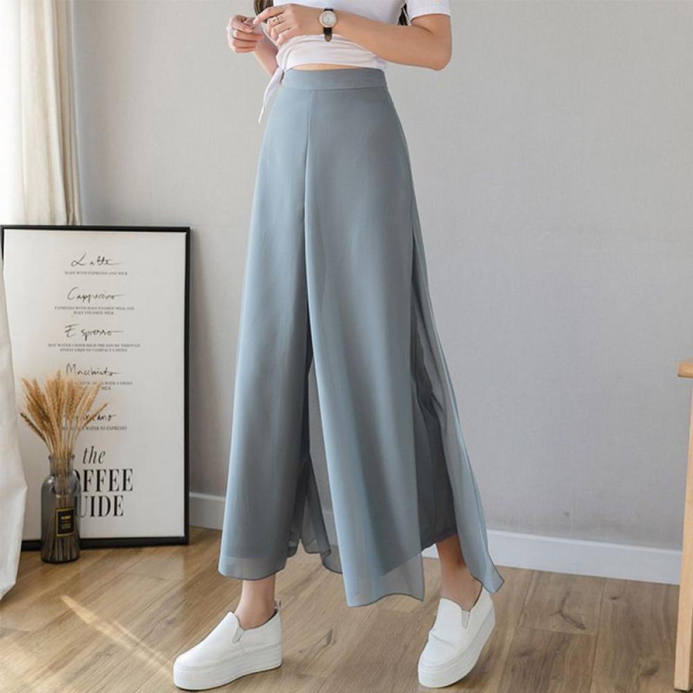 Jolly Summer High Waist Slimming Silk Ice Silk Chiffon Wide Leg Pants  Women's Diverse Thin Section Nine Pants Skirt - Walmart.com