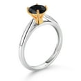 thumbnail image 3 of Gem Stone King 925 Sterling Silver with 10K Yellow Gold Black Sapphire Solitaire Engagement Ring for Women (1.15 Cttw, Gemstone September Birthstone, Round 6MM, Available in Size 5, 6, 7, 8, 9), 3 of 4