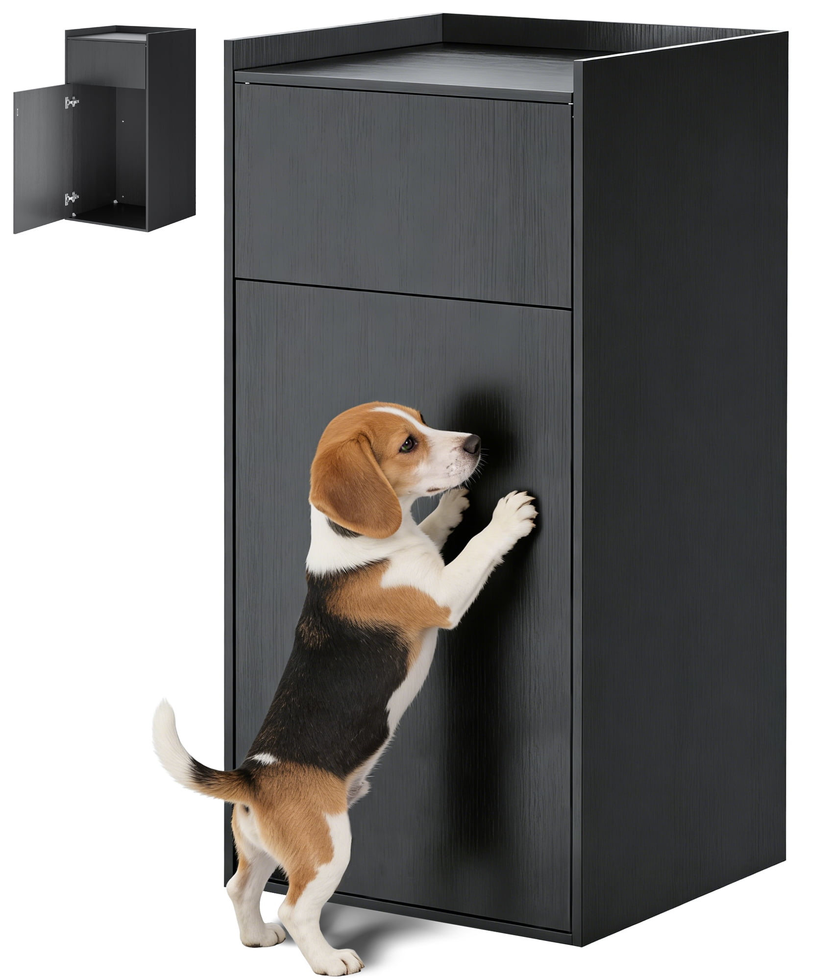 Esheno Wooden Trash Can Cabinet 50 Gallon Commercial with Odor Control Waterproof Adjustable Hinges for Restaurant Cafe Kitchen Use Black