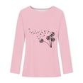 thumbnail image 3 of Jinhomg Womens Dandelion Graphic Sweatshirt Casual Long Sleeve Solid Tees Fall Comfy Crew Neck Going Out Wear Tops Pink L, 3 of 4