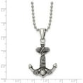 thumbnail image 5 of Chisel Stainless Steel Antiqued and Polished Anchor with Rope Pendant on a Ball Chain Necklace - 24", 5 of 8