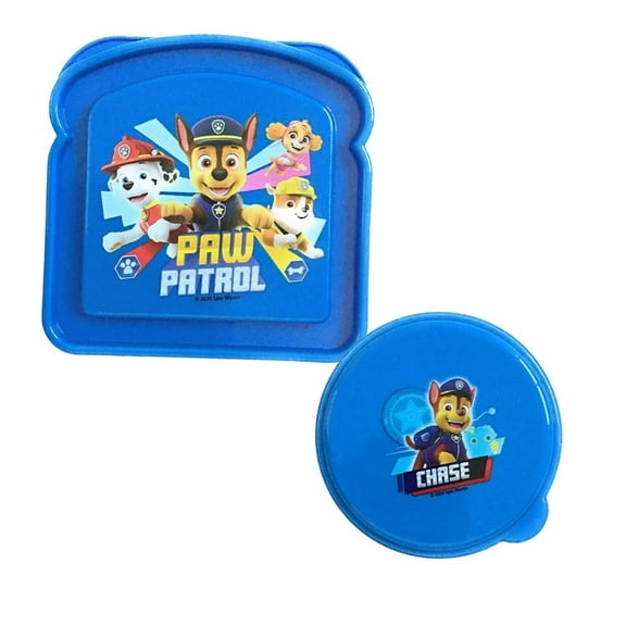 Paw Patrol Sandwich & Snack Container Bundle, BPA-Free Reusable & Dishwasher-safe, Picnic Snacks Bread Lunchbox for School Office Outdoor Activities Camping Gift Set of 2( Color May Vary)