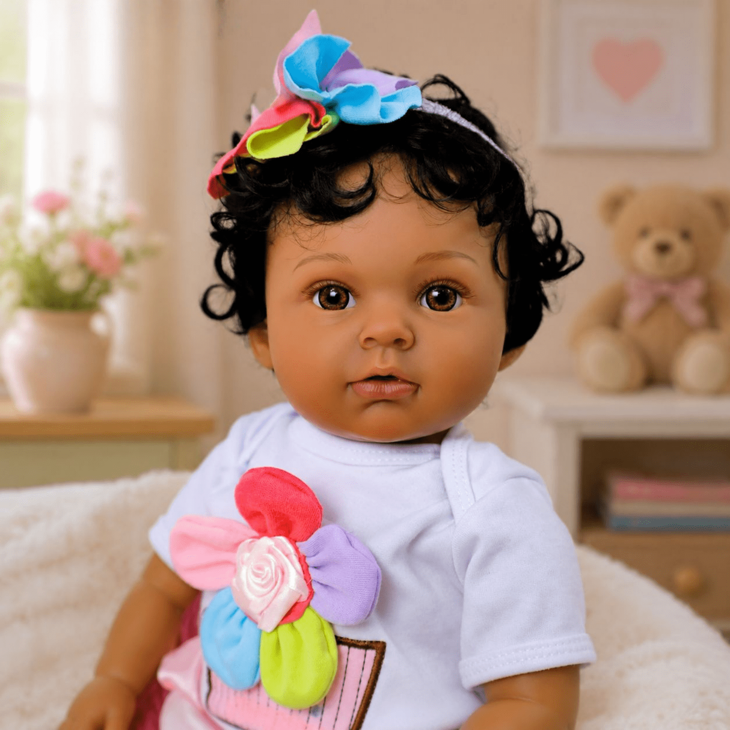 Realistic Reborn Baby Doll - 20 Inch Real Life Black Doll Girl, Lifelike African American Baby with Full Body Vinyl, Weighted Newborn Brown Hispanic Dolls for Ages 3 4 5 6 + Gift