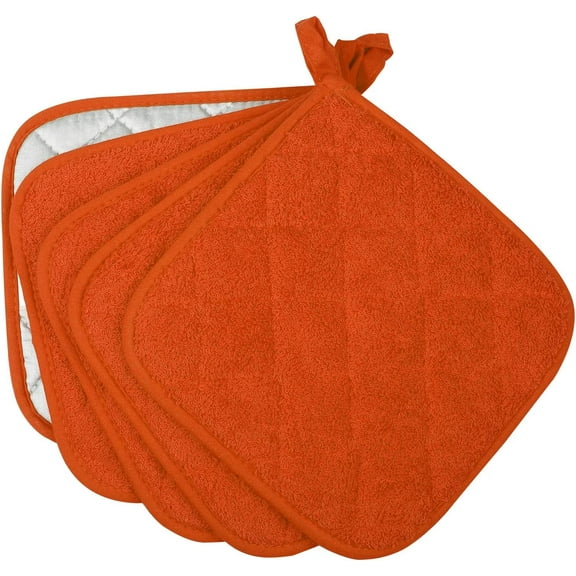 Set of 5 100% Cotton Kitchen Everyday Basic Pot Holder Heat Resistant Coaster Potholder for Cooking and Baking