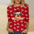 thumbnail image 2 of Womens Long Sleeve Tops Shirts Christmas Print Casual 7 Button Festive Holiday Season Fall Clothes for Women Tees Blouses M, 2 of 5