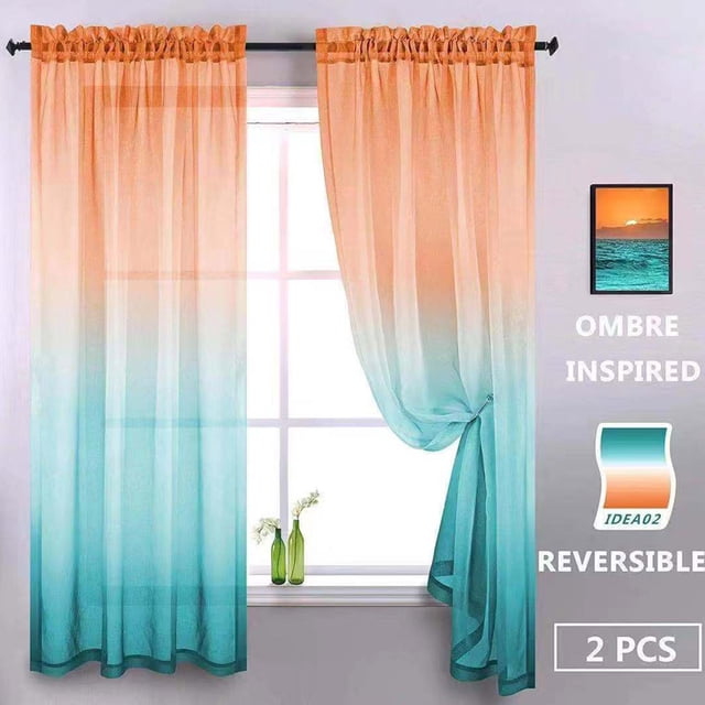 Minimalist Gradient Window Screen Bedroom Living Room Non Perforated Finished Screen Curtain