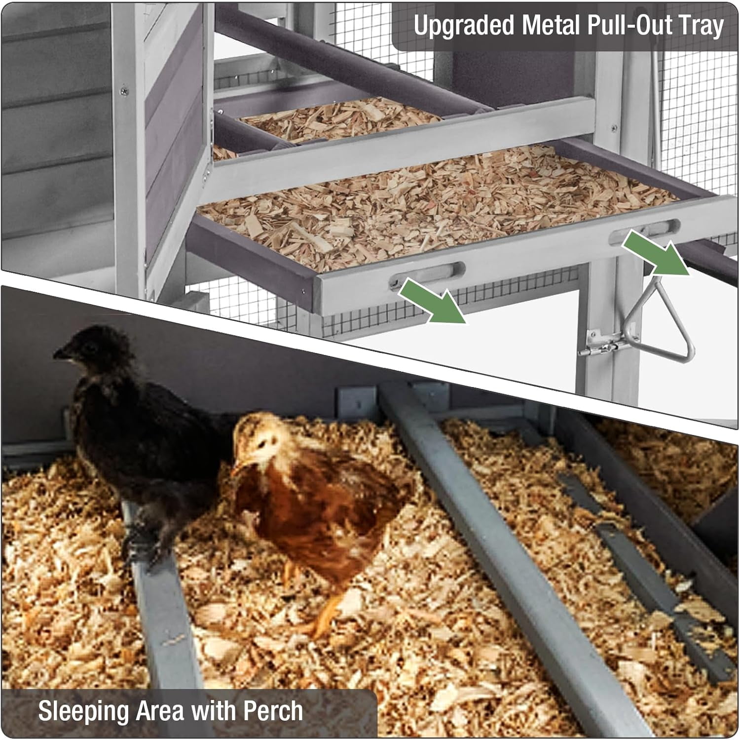Aivituvin 78.4"Large Chicken Coop with Run, Mobile Portable Hen House Poultry Cage for 4-6 Chickens with Wheels, Nesting Box, Metal Tray, Waterproof