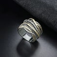 thumbnail image 4 of Mytys Vintage Silver Rose Gold Cable Statement Rings for Women Wire Intertwined Design Band Ring for Women Men Silver Plated 20mm Wide, 4 of 5