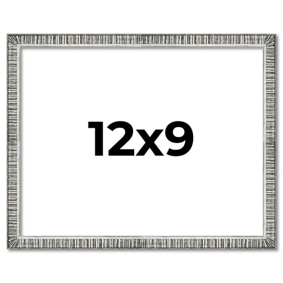 12x9 Frame Silver Grey Distressed Solid Wood Picture Frame | 0.75 Inch Moulding Width | Interior