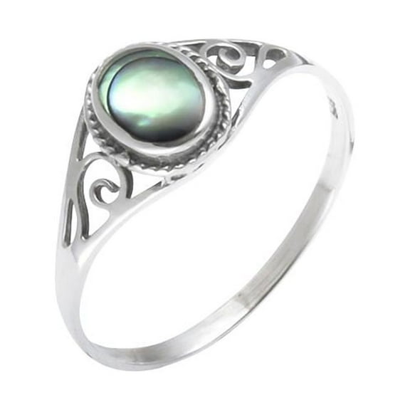 Silverly Women's 925 Sterling Silver Abalone Paua Shell Cute Ring