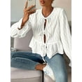 thumbnail image 5 of Womens Tie Front Tops Babydoll Puff Long Sleeve Blouse Y2k Shirt White XL, 5 of 7