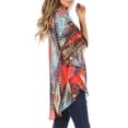 thumbnail image 3 of Sakkas Sloane Women's Printed V Neck Loose Fit Casual Circle Top Blouse with Ties - AM107-Multi - One Size, 3 of 5