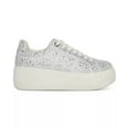 thumbnail image 2 of Steve Madden Rockaway-R White Lace Up Rounded Toe Low Top Fashion Sneakers (White Rhinestone, 10), 2 of 9