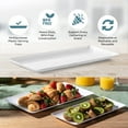thumbnail image 4 of Posh Setting White Wood Grain Pattern, Disposable Premium Durable Plastic, 17" x 9" Rectangular Serving Tray, 5 Pack, 4 of 6