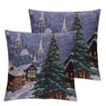 thumbnail image 2 of Nawypu Christmas Town Street Pillow Covers Night Scene Pillowcase Set of 2 Throw Pillow Covers Decorative Square Pillow Cases for Home Couch Sofa Bed Pillow Protector, 2 of 6