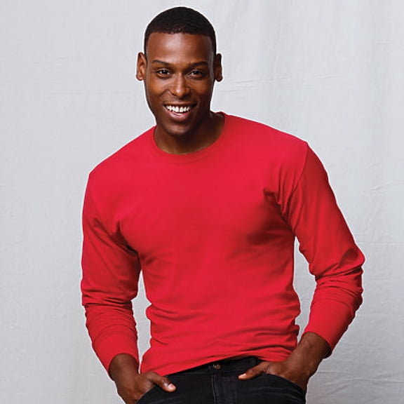 Hanes 42L0 Men's 4.5 oz., 60/40 Ringspun Cotton/Polyester X-Temp Long-Sleeve T-Shirt