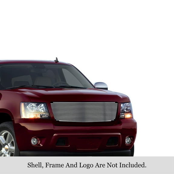 2007-2013 Chevy Avalanche /2007-2014 Chevy Suburban /2007-2014 Chevy Tahoe Not For Hybrid 304 Stainless Steel Polished Finish 8X6 Horizontal Billet Stainless Steel Billet Grille