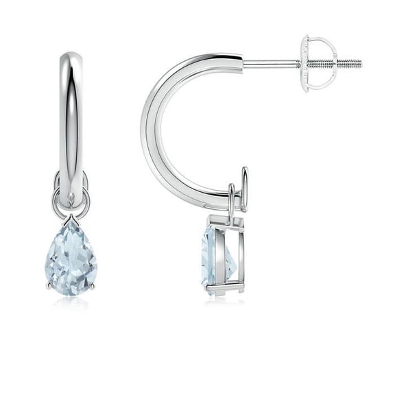 ANGARA Natural Pear-Shaped Aquamarine Drop Earrings with Screw Back in 14K White Gold for Women (Size-6x4mm) | March Birthstone, Anniversary, Jewelry Gift for Women | Natural Aquamarine Earrings