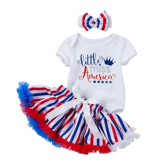 Staki 4th of July Baby Outfit 4th of July Baby Girl Outfits First Independence Day Fly Sleeve Romper Stars Shorts Fourth of July Outfit 0-18M(Blue,0-3 Months)