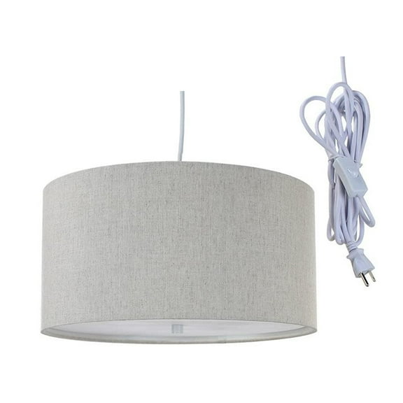 Home Concept 2 Light 14 Inch Swag Hanging Drum Pendant, Textured Oatmeal