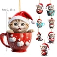 thumbnail image 3 of HmNPlay Cat Christmas Ornament, Acrylic Christmas Tree Decorations, Car Mirror Hanging Accessory, Backpack Pendant Charm, Cute Cat Lover Gifts Stocking Stuffer, 3 of 6