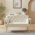 thumbnail image 6 of YWEN 55-Inch Modern Velvet Loveseat Sofa with Gold Metal Legs & Side Pockets, Tufted Backrest, Perfect for Living Room, Bedroom, or Office, 6 of 10