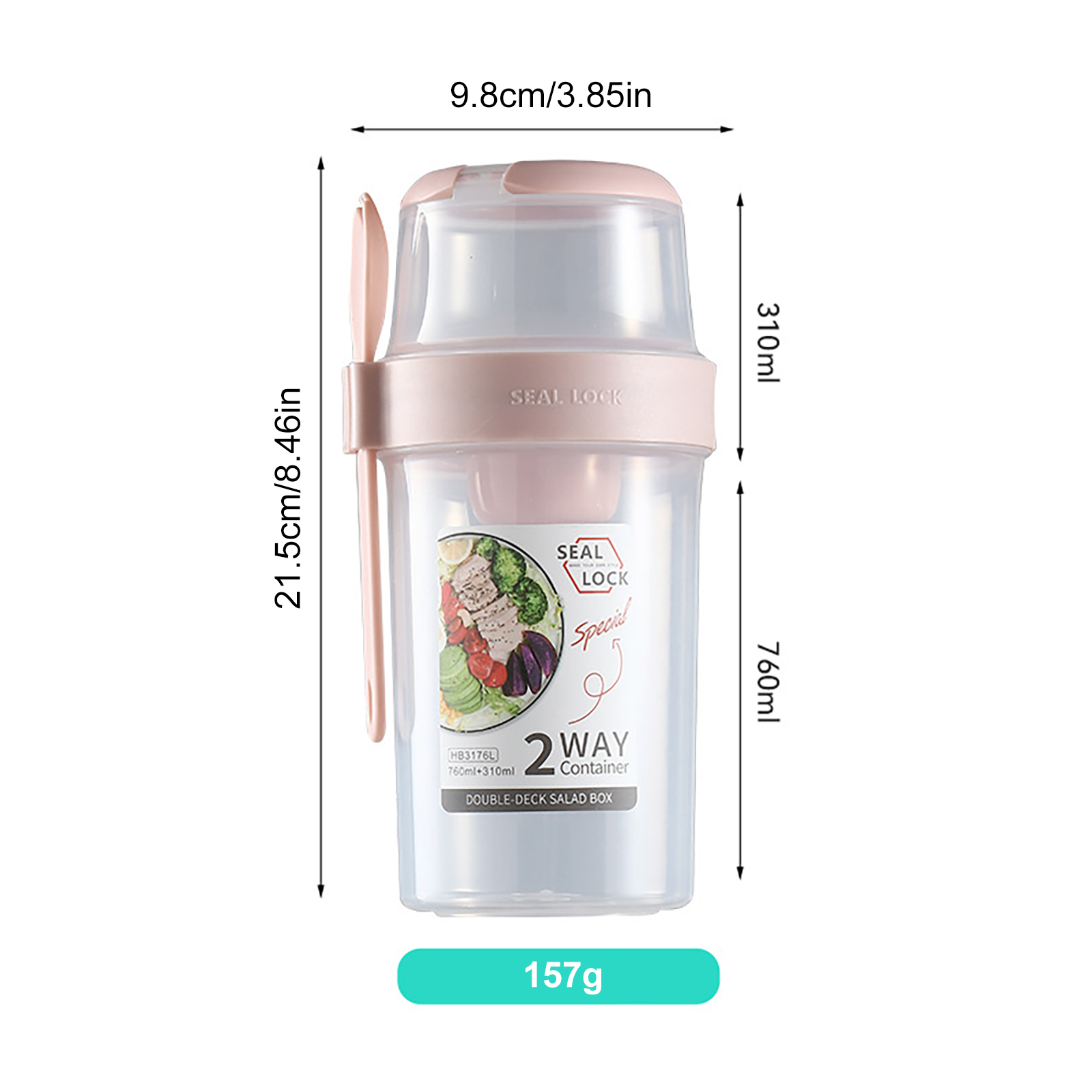  FIVENUM Salad Shaker Cup, Salad Shaker Container to Go Salad Cup  with Fork and Lid Salad Lunch Cup Container Portable When You Go Out Fresh Salad  Cup to Go Salad Meal