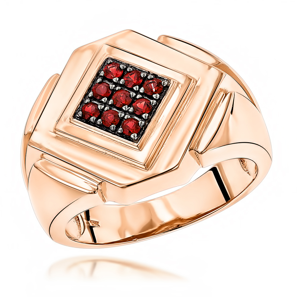 Luxurman 14K Rose, White or Yellow Gold Ruby Mens Ring 0.25 Ctw by Luxurman