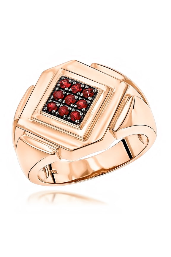 14K Rose, White or Yellow Gold Ruby Mens Ring 0.25 Ctw