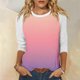 thumbnail image 5 of Camisas de Manga Corta para las Mujeres, 3/4 Manga Color Sólido Gradiente Impreso Cuello Redondo Casual Top Hecho de Tejido Súper Suave, Blusas de Manga Corta para las Mujeres, 5 of 5
