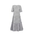 thumbnail image 4 of Vestido maxi informal de verano para mujer Vestido bohemio floral con cuello redondo Puff Manga corta Vestido de playa con gradas Vestido largo con vuelo Fridja  yut373, 4 of 5