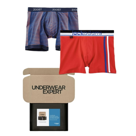 Underwear Expert Men's Boxer Briefs Curated Mystery Box, 2 Pairs