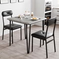 thumbnail image 1 of 3-Piece Dining Table Set for 2, Small Square Table with Upholstered Chairs for Apartments, 1 of 8