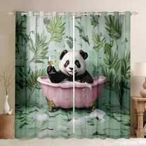 Feelyou Cute Panda Kids Black Out Curtains, Kawaii Cartoon Wildlife Curtains Pack of 2 (42x63 Each), Vintage Fashion Style Bedroom Curtains, Window Curtains Bedroom Decor