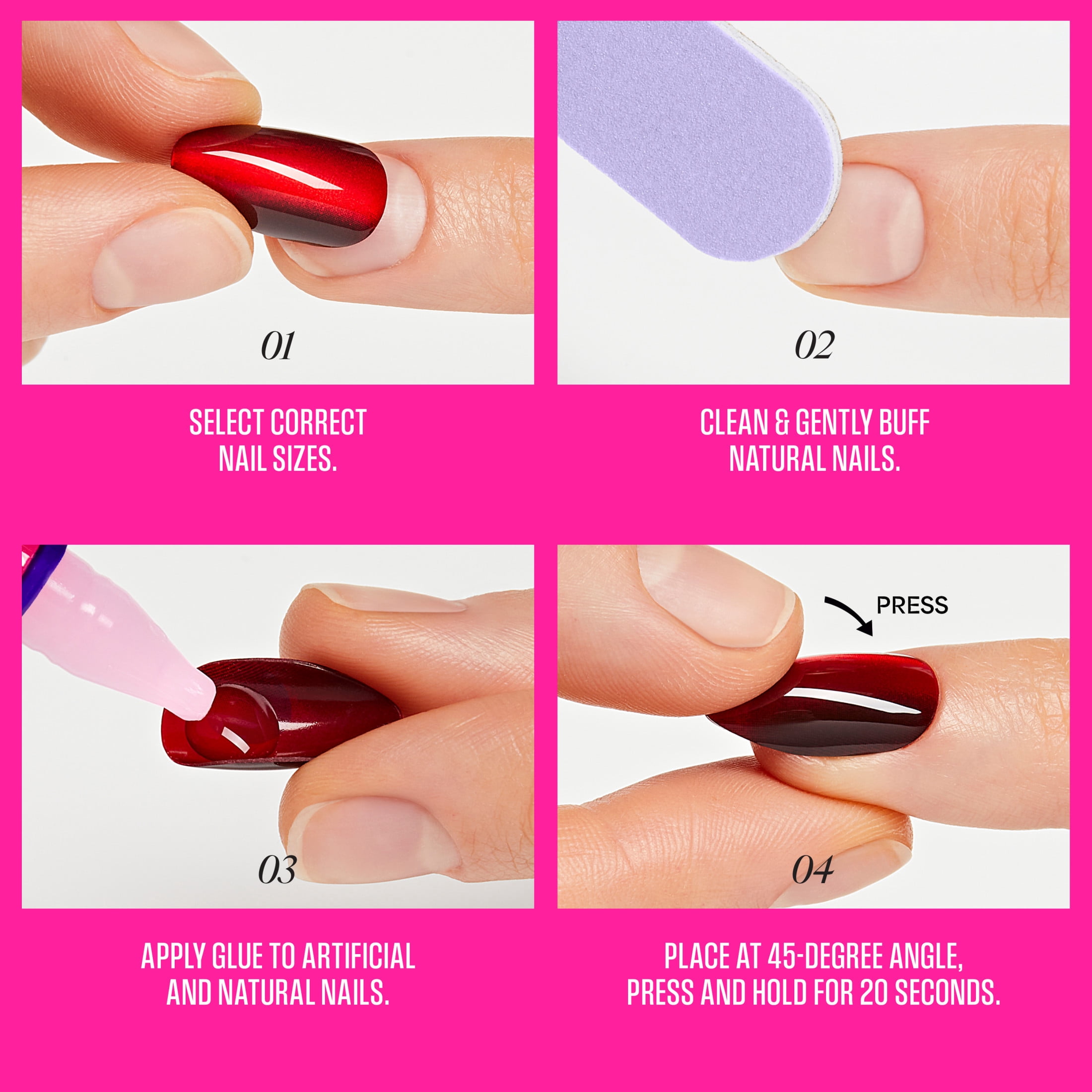 EVER NAIL Valentine No.2 グルー Kiss, Press On Nails, 'My Forever Valentine', Medium, 32 Count