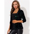 thumbnail image 3 of Chaqueta elegante Allegra K con lentejuelas para mujer Verde M, 3 of 5