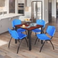 thumbnail image 2 of Regency Kee 36 in Square Breakroom Table- Cherry Top, Black Legs, 4 M Stack Chairs- Blue, 2 of 8