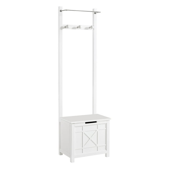 Alaterre Furniture Derby Laundry Hamper w/Towel Rack in White with Gray Cushion